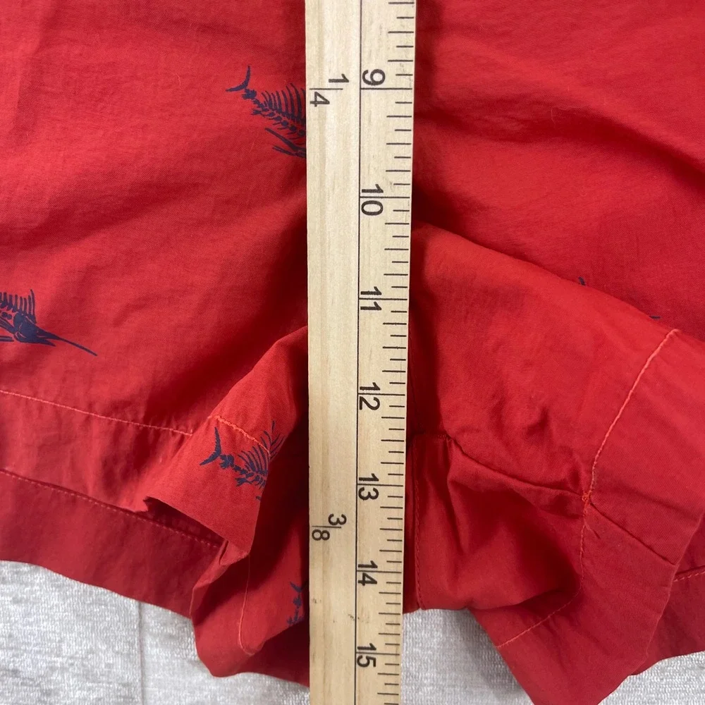 Columbia PFG Mens Red Marlin Skeleton Print Fishing Shorts Size‎ Large 6L Nylon